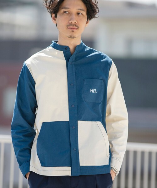 MEI（メイ）の「MEI（メイ）別注ストレッチオックススナップボタンバンドカラーシャツ(その他⇒WEB限定カラー)（シャツ/ブラウス・メンズ・ベージュ/ネイビー/その他1・LARGE/MEDIUM/SMALL/X-LARGE）」の22枚目の写真