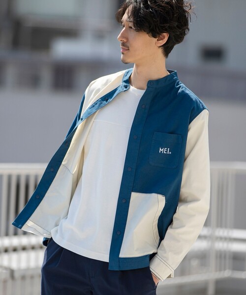 MEI（メイ）の「MEI（メイ）別注ストレッチオックススナップボタンバンドカラーシャツ(その他⇒WEB限定カラー)（シャツ/ブラウス・メンズ・ベージュ/ネイビー/その他1・LARGE/MEDIUM/SMALL/X-LARGE）」の21枚目の写真