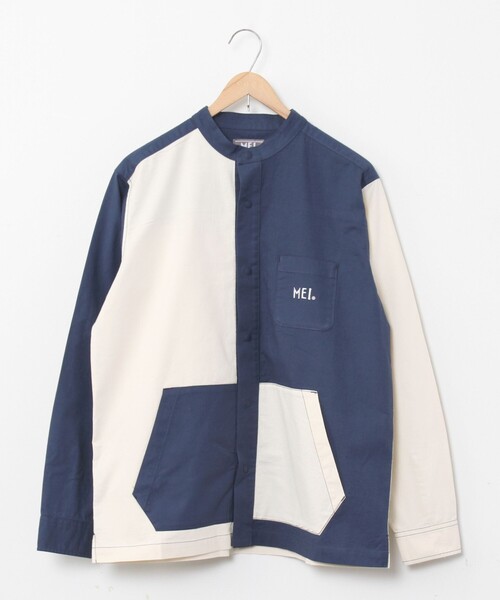 MEI（メイ）の「MEI（メイ）別注ストレッチオックススナップボタンバンドカラーシャツ(その他⇒WEB限定カラー)（シャツ/ブラウス・メンズ・ベージュ/ネイビー/その他1・LARGE/MEDIUM/SMALL/X-LARGE）」の17枚目の写真