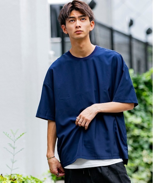 Beno（ビーノ）の「ソフトジョーゼット / リラクシング ルーズシルエット レイヤード TEE（Tシャツ/カットソー・メンズ・カーキ/ライトグレー/ブルー/ネイビー/ブラック・M/L）」の4枚目の写真