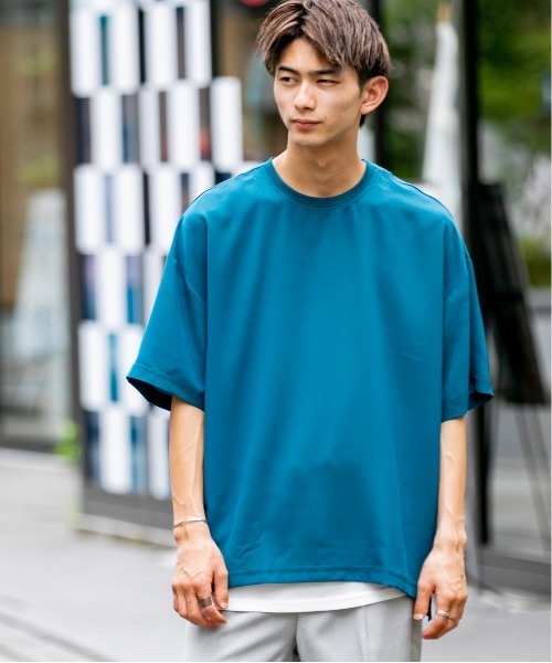 Beno（ビーノ）の「ソフトジョーゼット / リラクシング ルーズシルエット レイヤード TEE（Tシャツ/カットソー・メンズ・カーキ/ライトグレー/ブルー/ネイビー/ブラック・M/L）」の5枚目の写真