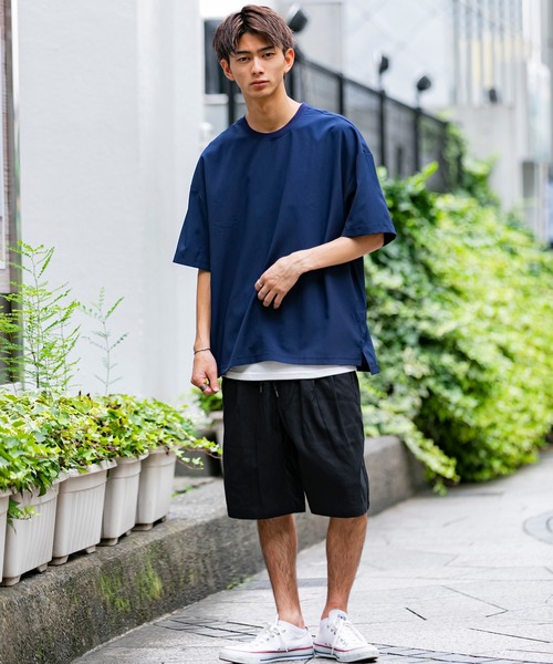 Beno（ビーノ）の「ソフトジョーゼット / リラクシング ルーズシルエット レイヤード TEE（Tシャツ/カットソー・メンズ・カーキ/ライトグレー/ブルー/ネイビー/ブラック・M/L）」の13枚目の写真