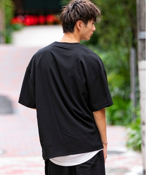 Beno（ビーノ）の「ソフトジョーゼット / リラクシング ルーズシルエット レイヤード TEE（Tシャツ/カットソー・メンズ・カーキ/ライトグレー/ブルー/ネイビー/ブラック・M/L）」の9枚目の写真