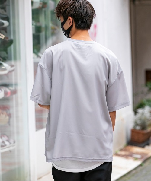 Beno（ビーノ）の「ソフトジョーゼット / リラクシング ルーズシルエット レイヤード TEE（Tシャツ/カットソー・メンズ・カーキ/ライトグレー/ブルー/ネイビー/ブラック・M/L）」の18枚目の写真