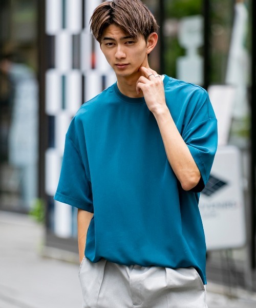 Beno（ビーノ）の「ソフトジョーゼット / リラクシング ルーズシルエット レイヤード TEE（Tシャツ/カットソー・メンズ・カーキ/ライトグレー/ブルー/ネイビー/ブラック・M/L）」の19枚目の写真