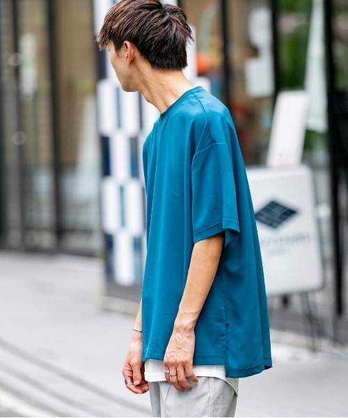Beno（ビーノ）の「ソフトジョーゼット / リラクシング ルーズシルエット レイヤード TEE（Tシャツ/カットソー・メンズ・カーキ/ライトグレー/ブルー/ネイビー/ブラック・M/L）」の20枚目の写真