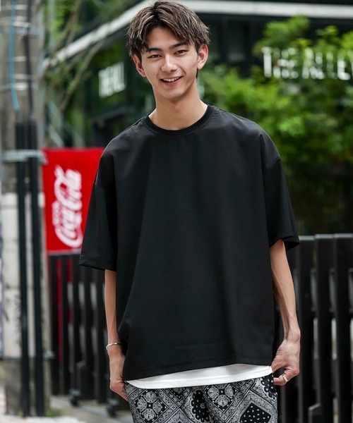 Beno（ビーノ）の「ソフトジョーゼット / リラクシング ルーズシルエット レイヤード TEE（Tシャツ/カットソー・メンズ・カーキ/ライトグレー/ブルー/ネイビー/ブラック・M/L）」の6枚目の写真