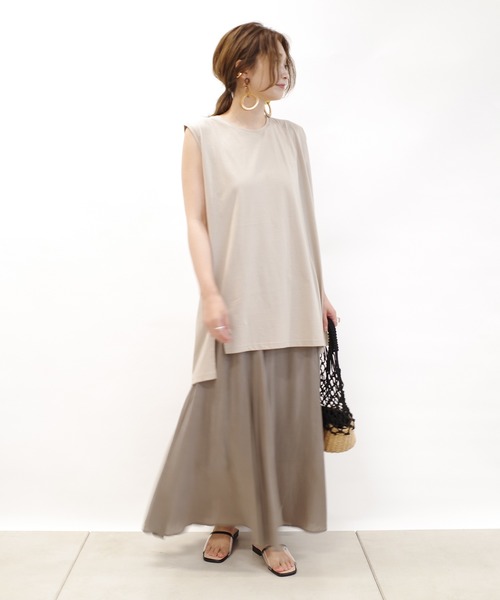 DouDou（ドゥドゥ）の「キュプラフレアスカート（スカート・レディース・ブラック/ベージュ/ピンク・FREE）」の8枚目の写真