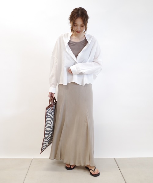 DouDou（ドゥドゥ）の「キュプラフレアスカート（スカート・レディース・ブラック/ベージュ/ピンク・FREE）」の12枚目の写真