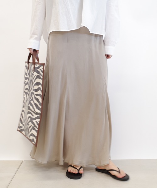 DouDou（ドゥドゥ）の「キュプラフレアスカート（スカート・レディース・ブラック/ベージュ/ピンク・FREE）」の5枚目の写真