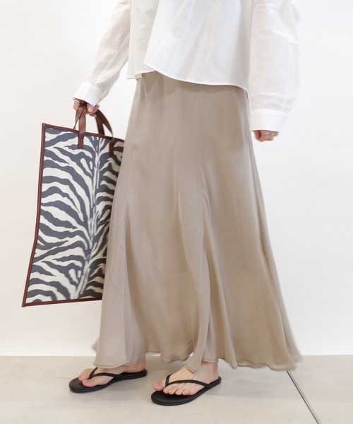 DouDou（ドゥドゥ）の「キュプラフレアスカート（スカート・レディース・ブラック/ベージュ/ピンク・FREE）」の9枚目の写真