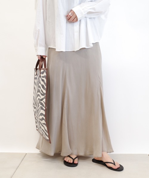 DouDou（ドゥドゥ）の「キュプラフレアスカート（スカート・レディース・ブラック/ベージュ/ピンク・FREE）」の13枚目の写真