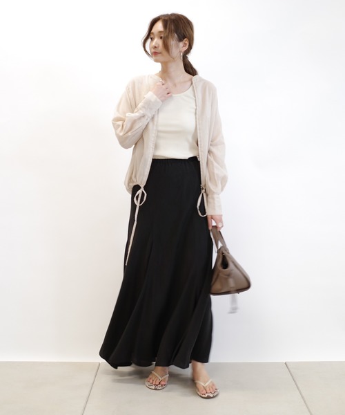 DouDou（ドゥドゥ）の「キュプラフレアスカート（スカート・レディース・ブラック/ベージュ/ピンク・FREE）」の18枚目の写真