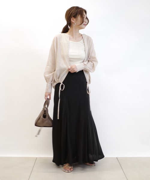 DouDou（ドゥドゥ）の「キュプラフレアスカート（スカート・レディース・ブラック/ベージュ/ピンク・FREE）」の14枚目の写真