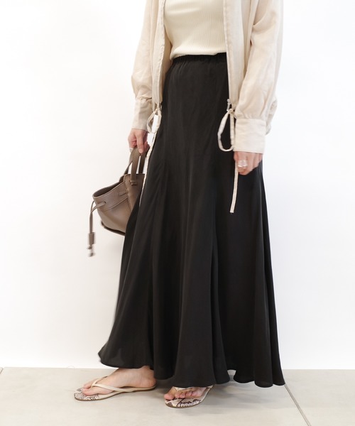 DouDou（ドゥドゥ）の「キュプラフレアスカート（スカート・レディース・ブラック/ベージュ/ピンク・FREE）」の22枚目の写真