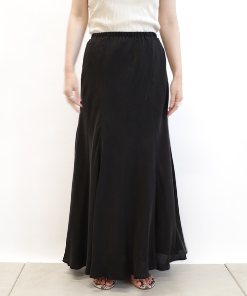 DouDou（ドゥドゥ）の「キュプラフレアスカート（スカート・レディース・ブラック/ベージュ/ピンク・FREE）」の7枚目の写真