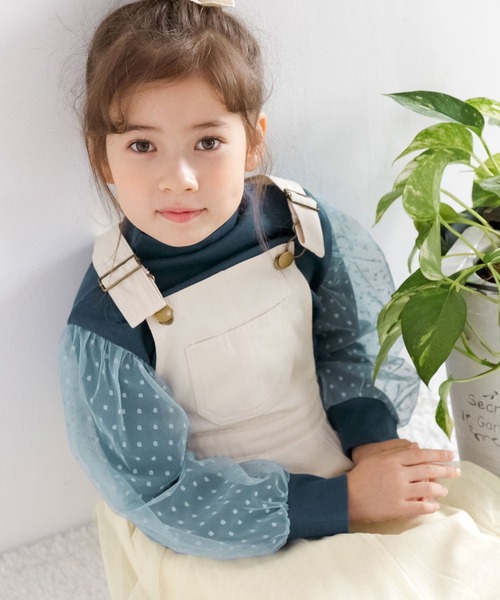 Bee des Bee（ビーデスビー）の「チュール袖トップス（Tシャツ/カットソー・キッズ・ベージュ/ブラウン/ブラック系その他/ピンク/グレー/ライトブルー/ダークブラウン/ホワイト/テラコッタ/ブラック/ネイビー/グレー系/ピンクベージュ/グレイッシュベージュ/モスグリーン/パープル/ライトグレー・120cm/130cm/140cm/150cm/110cm/100cm）」の15枚目の写真