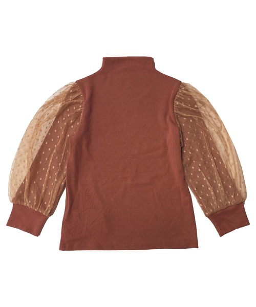 Bee des Bee（ビーデスビー）の「チュール袖トップス（Tシャツ/カットソー・キッズ・ベージュ/ブラウン/ブラック系その他/ピンク/グレー/ライトブルー/ダークブラウン/ホワイト/テラコッタ/ブラック/ネイビー/グレー系/ピンクベージュ/グレイッシュベージュ/モスグリーン/パープル/ライトグレー・120cm/130cm/140cm/150cm/110cm/100cm）」の10枚目の写真