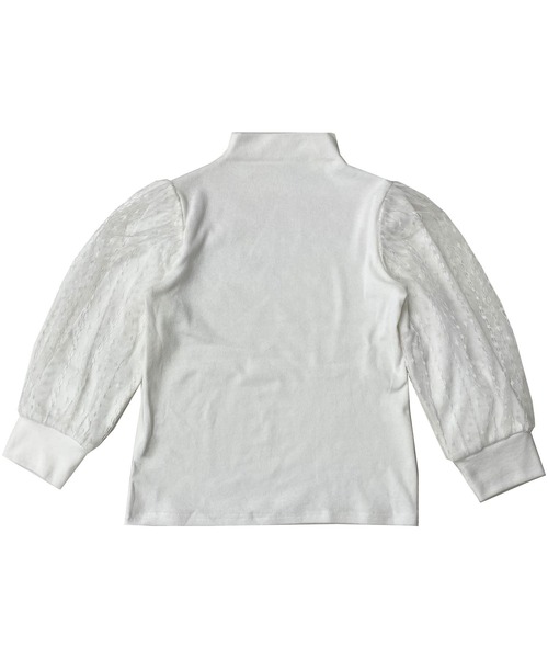 Bee des Bee（ビーデスビー）の「チュール袖トップス（Tシャツ/カットソー・キッズ・ベージュ/ブラウン/ブラック系その他/ピンク/グレー/ライトブルー/ダークブラウン/ホワイト/テラコッタ/ブラック/ネイビー/グレー系/ピンクベージュ/グレイッシュベージュ/モスグリーン/パープル/ライトグレー・120cm/130cm/140cm/150cm/110cm/100cm）」の20枚目の写真