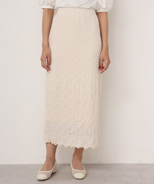 one after another NICE CLAUP（ワンアフターアナザーナイスクラップ）の「しぼしぼタイトスカート（スカート・レディース・ブラック/ベージュ/アイボリー/モカ・FREE）」の2枚目の写真