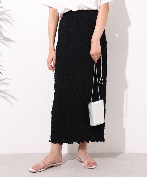 one after another NICE CLAUP（ワンアフターアナザーナイスクラップ）の「しぼしぼタイトスカート（スカート・レディース・ブラック/ベージュ/アイボリー/モカ・FREE）」の3枚目の写真