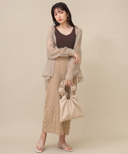 one after another NICE CLAUP（ワンアフターアナザーナイスクラップ）の「しぼしぼタイトスカート（スカート・レディース・ブラック/ベージュ/アイボリー/モカ・FREE）」の7枚目の写真