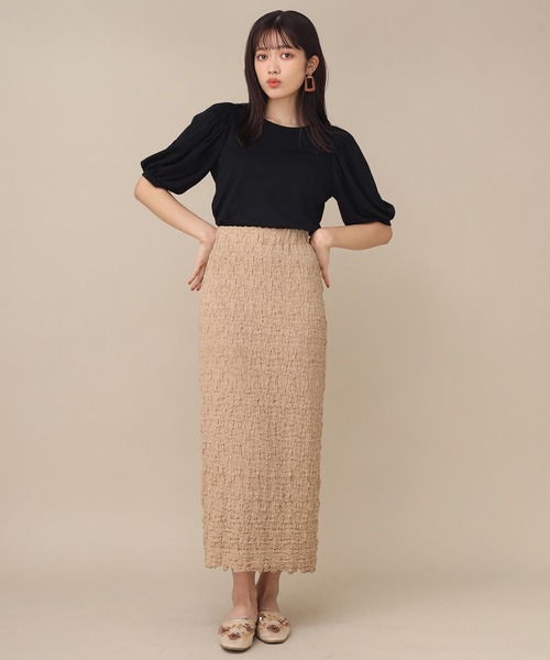 one after another NICE CLAUP（ワンアフターアナザーナイスクラップ）の「しぼしぼタイトスカート（スカート・レディース・ブラック/ベージュ/アイボリー/モカ・FREE）」の5枚目の写真