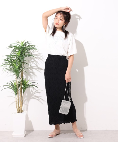 one after another NICE CLAUP（ワンアフターアナザーナイスクラップ）の「しぼしぼタイトスカート（スカート・レディース・ブラック/ベージュ/アイボリー/モカ・FREE）」の15枚目の写真