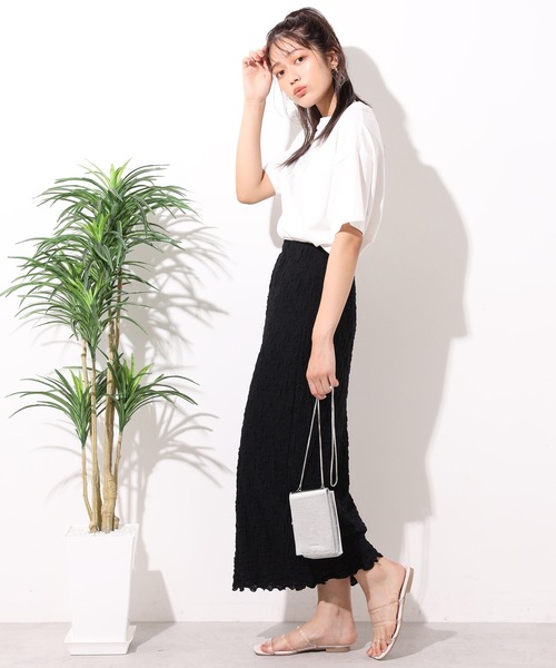 one after another NICE CLAUP（ワンアフターアナザーナイスクラップ）の「しぼしぼタイトスカート（スカート・レディース・ブラック/ベージュ/アイボリー/モカ・FREE）」の17枚目の写真