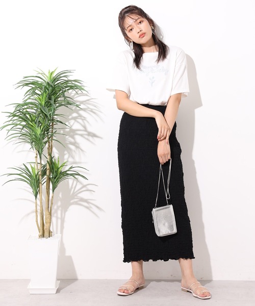 one after another NICE CLAUP（ワンアフターアナザーナイスクラップ）の「しぼしぼタイトスカート（スカート・レディース・ブラック/ベージュ/アイボリー/モカ・FREE）」の16枚目の写真