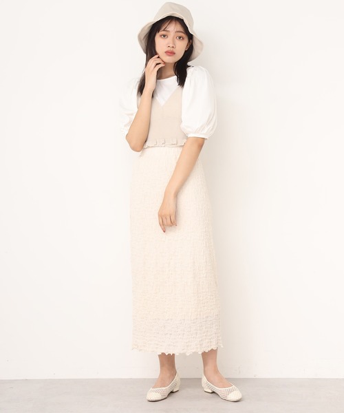 one after another NICE CLAUP（ワンアフターアナザーナイスクラップ）の「しぼしぼタイトスカート（スカート・レディース・ブラック/ベージュ/アイボリー/モカ・FREE）」の12枚目の写真