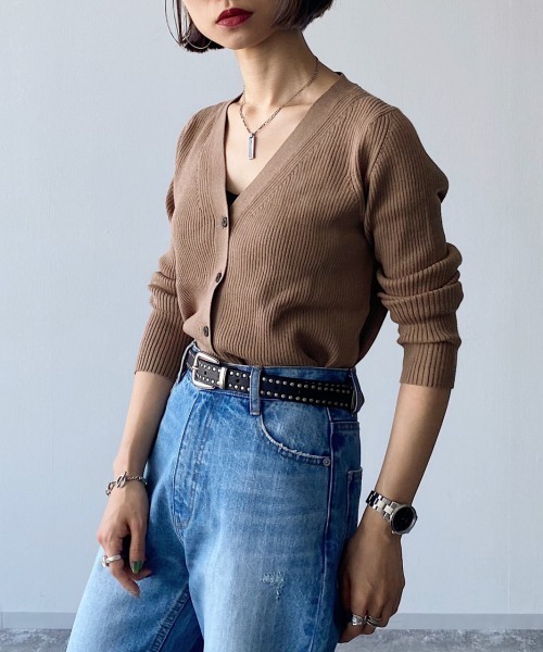 PAGEBOY（ページボーイ）の「リブVネックカーデ（カーディガン/ボレロ・レディース・オフホワイト/ブラック/ブラウン/ブルー系その他・FREE）」の7枚目の写真