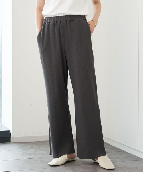 AMERICAN HOLIC(アメリカンホリック)の「ラクラクワッフルワイドパンツ *(その他パンツ・レディース・チャコールグレー/ベージュ系その他2・M/L)」の2枚目の写真