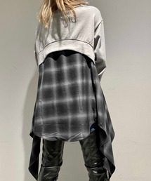 ROYAL FLASH | ADDICT NOIR/アディクト ノアー/CHECK COMNI SWEAT TOPS(Tシャツ/カットソー)