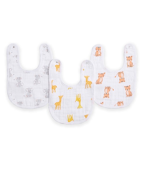 aden + anais essentials（エイデンアンドアネイエッセンシャルズ）の「スナップビブ 3枚入り（スタイ/よだれかけ・キッズ・グレー×ホワイト/ホワイト×ブルー/ホワイト×ピンク/ホワイト×ブラウン/セージグリーン/グリーン×ピンク/ホワイト×ライトグレー/ホワイト×イエロー/コーラルピンク・FREE）」の3枚目の写真