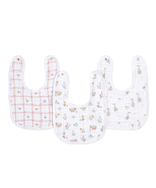 aden + anais essentials（エイデンアンドアネイエッセンシャルズ）の「スナップビブ 3枚入り（スタイ/よだれかけ・キッズ・グレー×ホワイト/ホワイト×ブルー/ホワイト×ピンク/ホワイト×ブラウン/セージグリーン/グリーン×ピンク/ホワイト×ライトグレー/ホワイト×イエロー/コーラルピンク・FREE）」の4枚目の写真