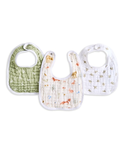 aden + anais essentials（エイデンアンドアネイエッセンシャルズ）の「スナップビブ 3枚入り（スタイ/よだれかけ・キッズ・グレー×ホワイト/ホワイト×ブルー/ホワイト×ピンク/ホワイト×ブラウン/セージグリーン/グリーン×ピンク/ホワイト×ライトグレー/ホワイト×イエロー/コーラルピンク・FREE）」の7枚目の写真