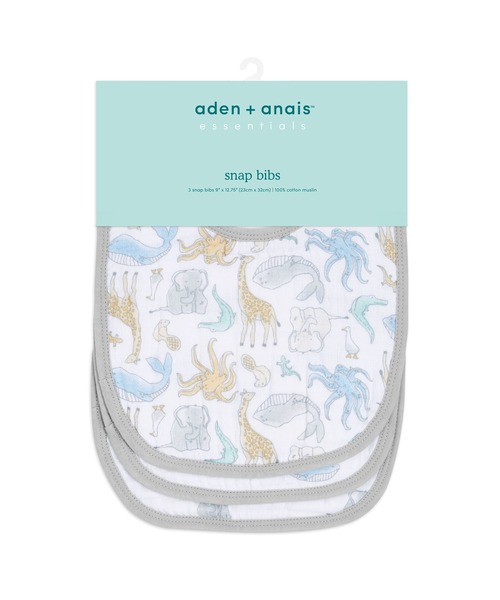 aden + anais essentials（エイデンアンドアネイエッセンシャルズ）の「スナップビブ 3枚入り（スタイ/よだれかけ・キッズ・グレー×ホワイト/ホワイト×ブルー/ホワイト×ピンク/ホワイト×ブラウン/セージグリーン/グリーン×ピンク/ホワイト×ライトグレー/ホワイト×イエロー/コーラルピンク・FREE）」の10枚目の写真