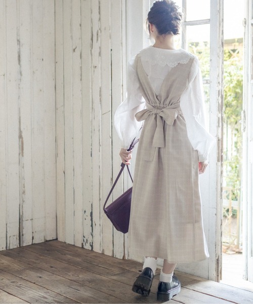 OLIVE des OLIVE(オリーブデオリーブ)の「後ろリボン配色ステッチジャンスカ(ジャンパースカート・レディース・ライトグレー/ブラック/アイボリー/ベージュ系その他・FREE)」の22枚目の写真