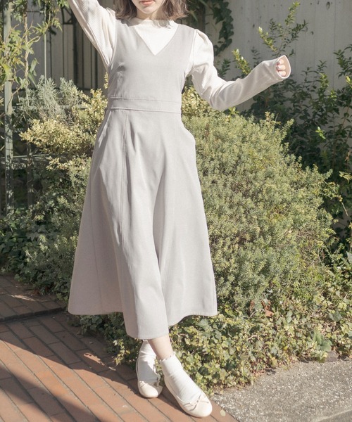 OLIVE des OLIVE(オリーブデオリーブ)の「後ろリボン配色ステッチジャンスカ(ジャンパースカート・レディース・ライトグレー/ブラック/アイボリー/ベージュ系その他・FREE)」の17枚目の写真