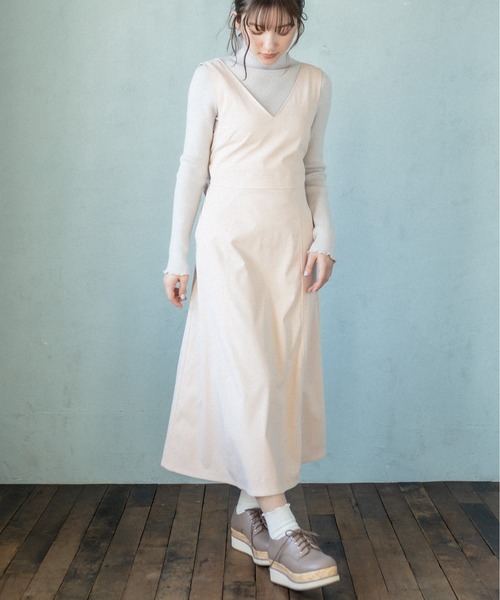 OLIVE des OLIVE(オリーブデオリーブ)の「後ろリボン配色ステッチジャンスカ(ジャンパースカート・レディース・ライトグレー/ブラック/アイボリー/ベージュ系その他・FREE)」の10枚目の写真