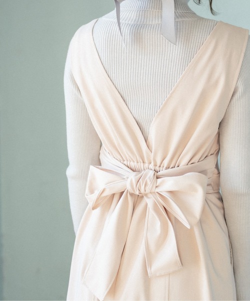 OLIVE des OLIVE(オリーブデオリーブ)の「後ろリボン配色ステッチジャンスカ(ジャンパースカート・レディース・ライトグレー/ブラック/アイボリー/ベージュ系その他・FREE)」の15枚目の写真