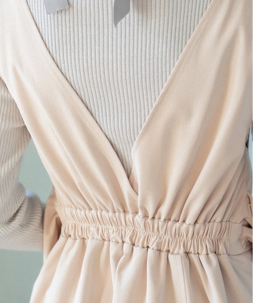 OLIVE des OLIVE(オリーブデオリーブ)の「後ろリボン配色ステッチジャンスカ(ジャンパースカート・レディース・ライトグレー/ブラック/アイボリー/ベージュ系その他・FREE)」の11枚目の写真