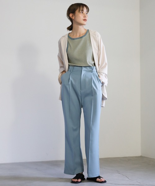 select MOCA（セレクトモカ）の「ランダムリブアメリカンスリーブタンクトップ（タンクトップ・レディース・ベージュ/ブラウン/ブルー/ライトグリーン/チャコール/テラコッタ/グリーン・FREE）」の11枚目の写真