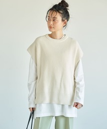 AMERICAN HOLIC | クルーネック片畦ニットベスト ＊(ベスト)