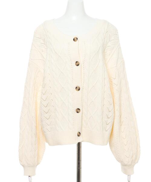 INGNI（イング）の「スカシケーブルカーディガン（カーディガン/ボレロ・レディース・オフホワイト/ピンク/ミント/ライトベージュ・M）」の6枚目の写真