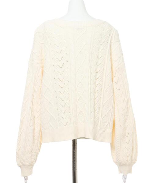INGNI（イング）の「スカシケーブルカーディガン（カーディガン/ボレロ・レディース・オフホワイト/ピンク/ミント/ライトベージュ・M）」の7枚目の写真