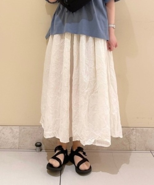 Samansa Mos2（サマンサ モスモス）の「ワッシャースカート（スカート・レディース・キナリ/ブラック/ピンク・ﾌﾘ-）」の2枚目の写真