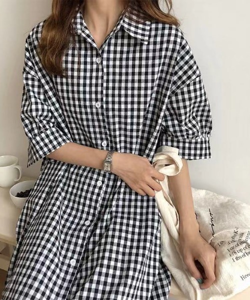 arts & science ギンガムチェック　ロングシャツワンピース arts & science ギンガムチェック ロングシャツワンピース arts