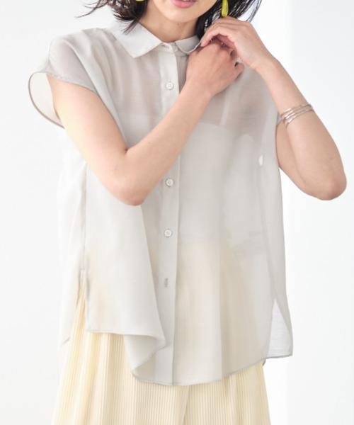 &. NOSTALGIA(アンドドットノスタルジア)の「シアーフレンチスリーブシャツ(Tシャツ/カットソー・レディース・ホワイト/オレンジ/グリーン・FREE)」の19枚目の写真